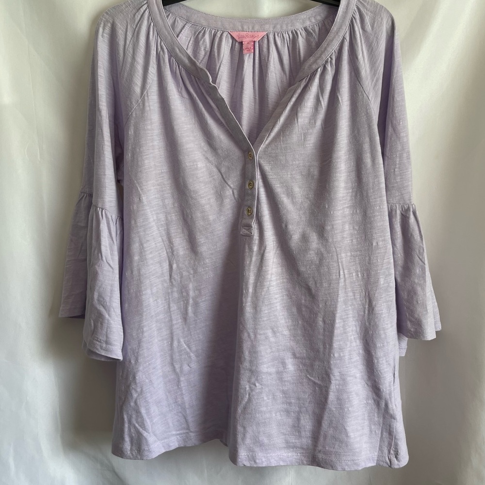 Lilly Pulitzer Women’s Teigen Light Lilac Verbena Etta Long Sleeve Top Medium - Picture 2 of 6